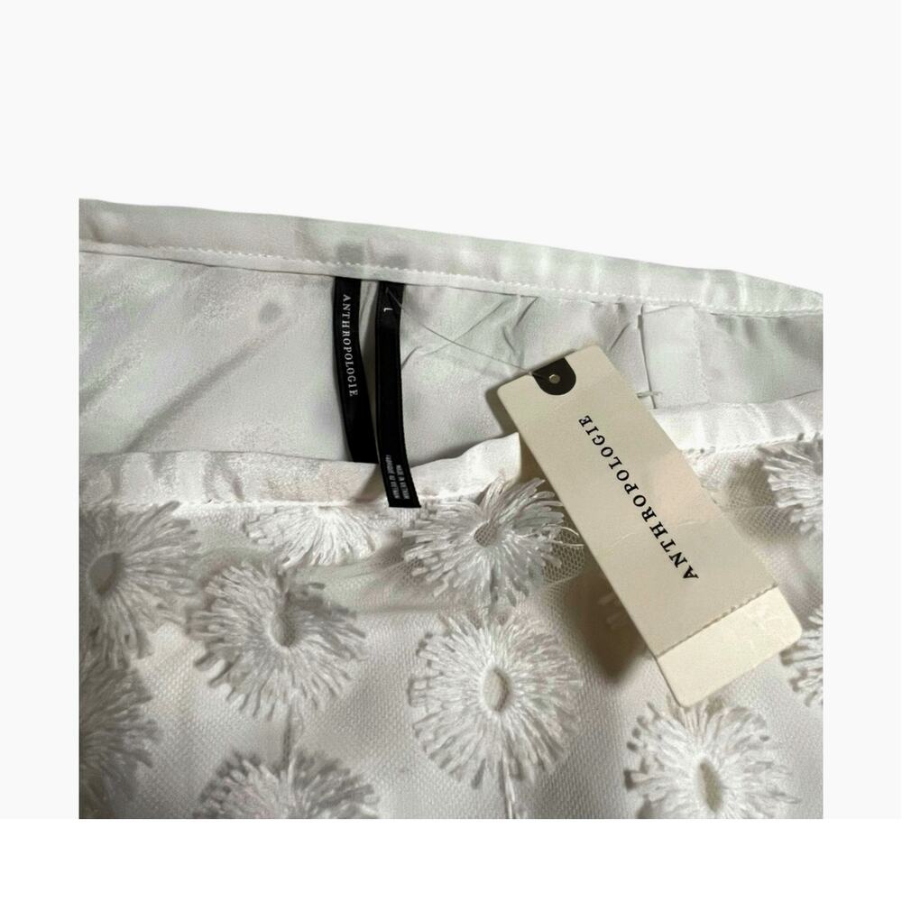By Anthropologie 3D Texture Sheer Slip Midi Skirt | L, White Floral - Picture 7 of 8